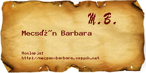 Mecsán Barbara névjegykártya